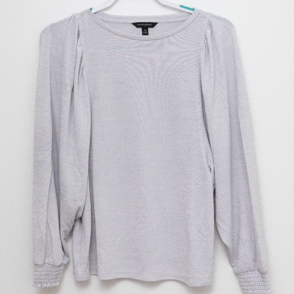 BANANA REPUBLIC Womens Balloon Sleeve T-Shirt, Blue/Gray